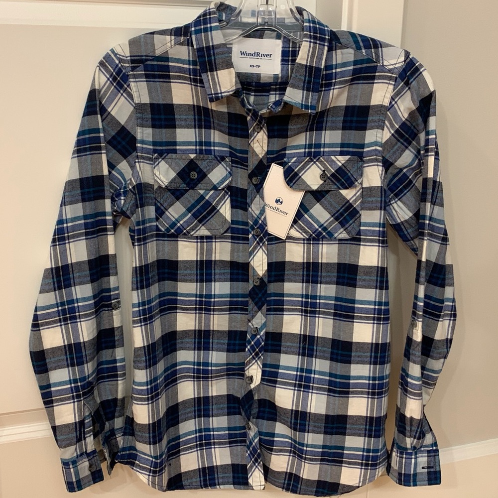 NEW Mark's Work WindRiver Flannel Navy Plaid Shirt